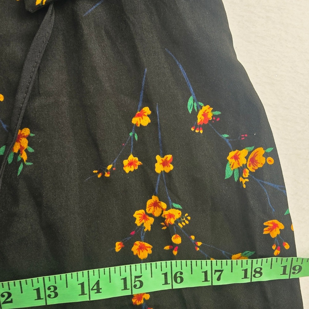 PrettyLittleThing NWT Black Floral Corset Swing Dress Mini Ruffle Sleeve Size 6 - Picture 11 of 12